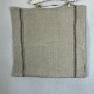 Pine Cone Hill European Pillow Sham Beige Striped Zipper Fine 100% Linen 26"x26"